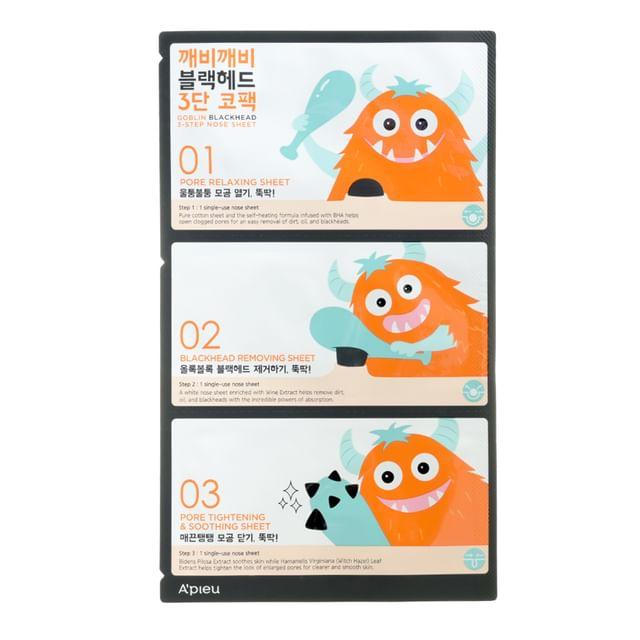 A PIEU - Goblin Blackhead 3-Step Nose Pack 1 set 3pcs