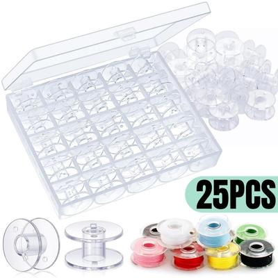 25PCS Sewing Machine Bobbins Reusable Sewing Machine Empty Bobbins with Storage Box for Household DIY Sewing Accessories Tools