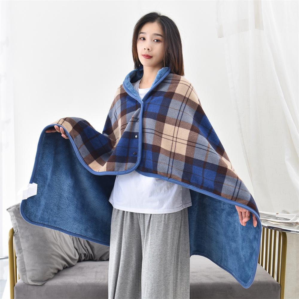 Thickened Plaid Flannel Blanket Shawl for Office