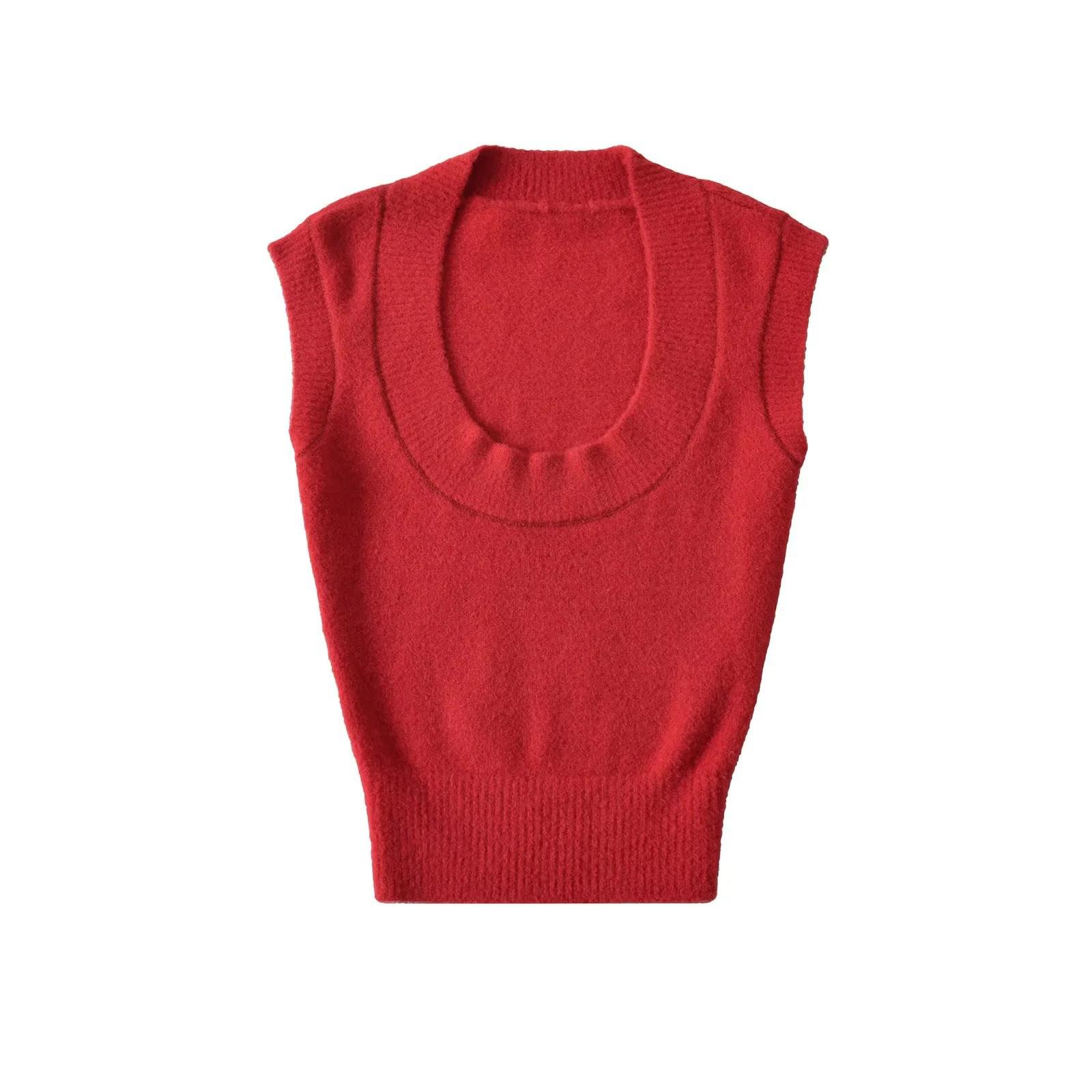 Spicy Girl Slim-Fit Ribbed Camisole: U-Neck, Sleeveless, High-Waist - Perfect for Layering Small красный