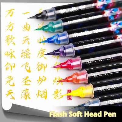8Colors Metallic Markers Pens Dual Bling Shiny Brush Pen Press Type For Paper Glass Rock Painting DIY Scrapbook Album Stationery