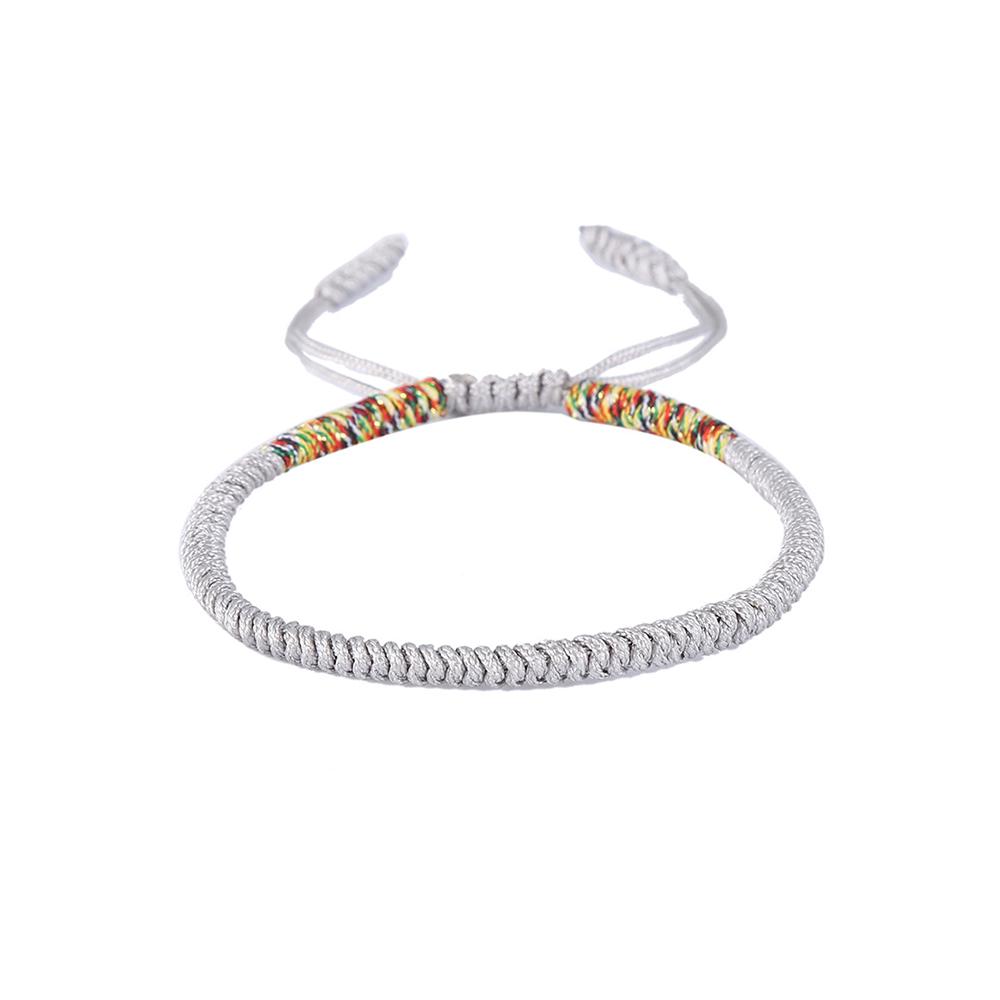 Bracciale Tibetano Portafortuna Intrecciato A Mano - Unisex Regolabile 16-26cm - Perline Ottone - 5