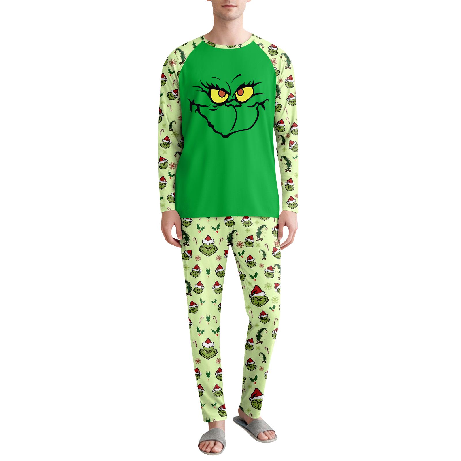 

Мужской повседневный домашний пижамный комплект с принтом, круглым вырезом, рукавами реглан и длинными рукавами M