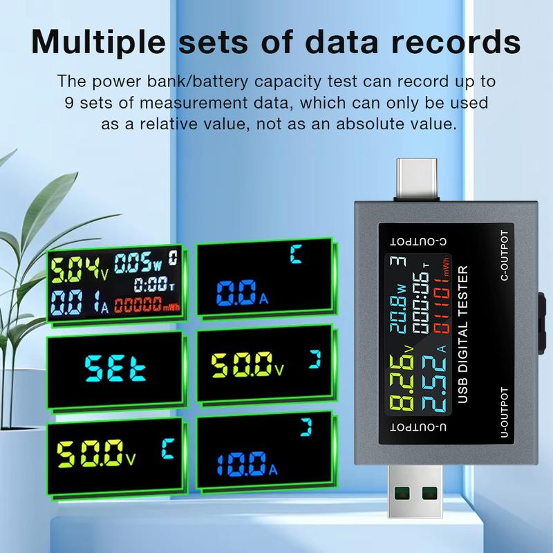 Type-C USB Tester Voltmeter Ammeter DC4.5~50V Digital Voltage Current Power Meter Cell Phone Charging Battery Capacity Detector