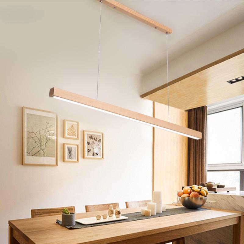 Natural Log Living Room Dining Room Pendant Lamp Word Long Strip Lamp