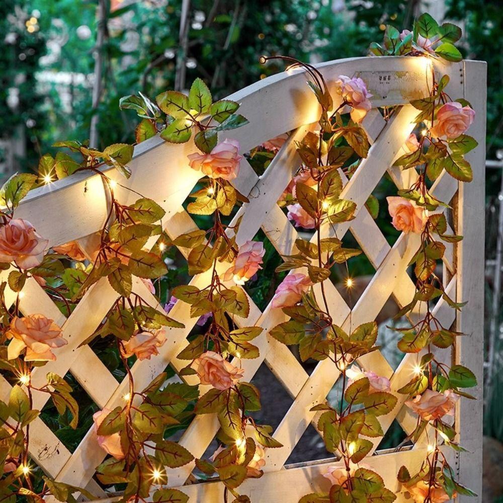 LED LED Rose Lights Floral Garland Artificial Rose Artificial Flower String Lights Waterproof Simulation Floral Vine