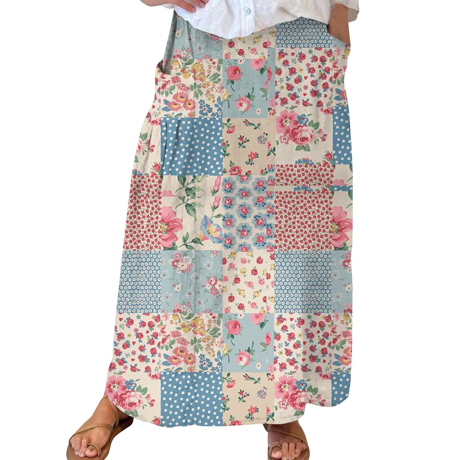 

Жіноча повсякденна вільна пляжна максі-спідниця з кишенею на еластичній талії в стилі бохо. XXL