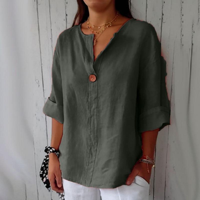 Sommer Plus-Size Damen T-Shirt mit Kragen und Knopf Lässiges Oberteil