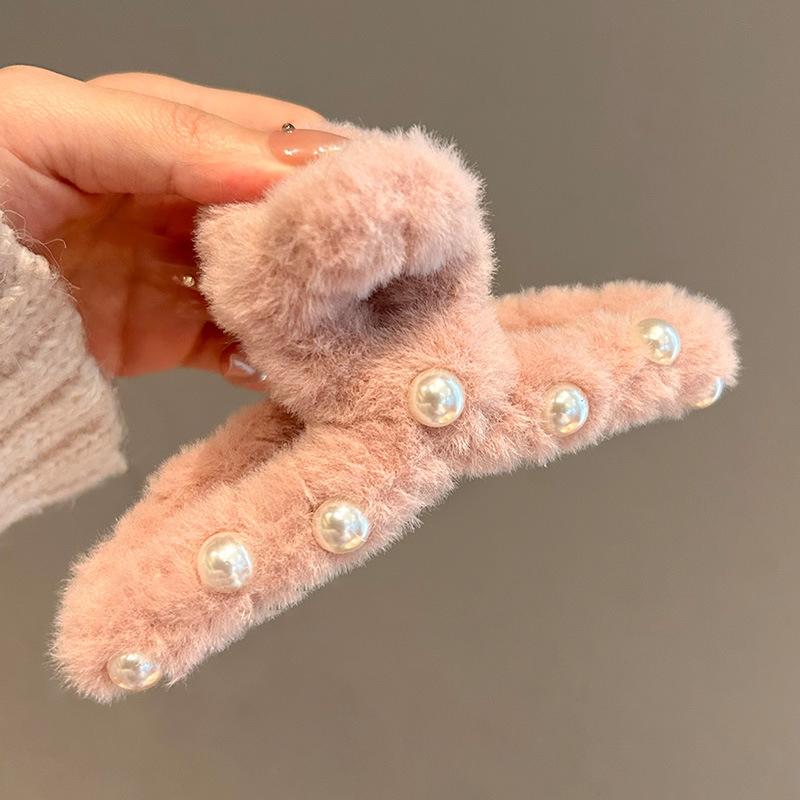 

Милий універсальний перлинний плюшевий волосся кіготь солодкий великий заколка для волосся акула заколка для жінок дівчина осінь-зима аксесуари для волосся подарунок рожевий