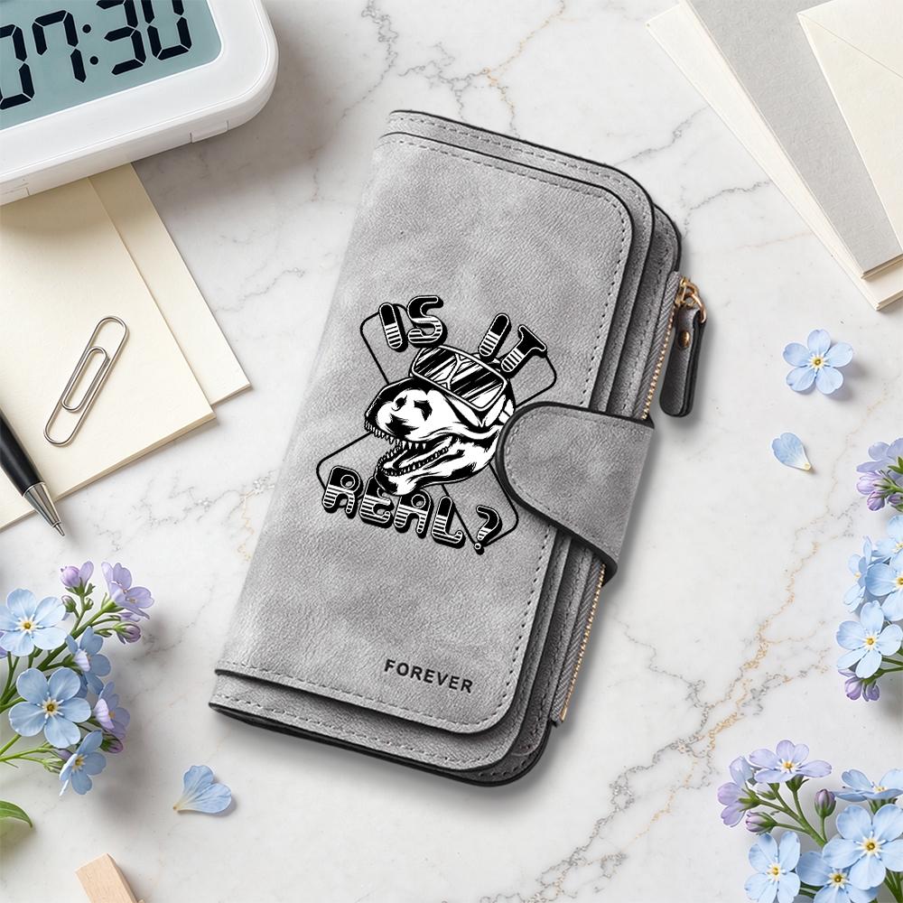 Cool Dinosaur Print Long Wallet Multi Card Slot Casual Fashion Purse