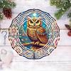1pc Metal Mandala Wind Chime with Owl & Floral Night Design - All-Season Outdoor/Indoor Hanging Decor for Gardenift