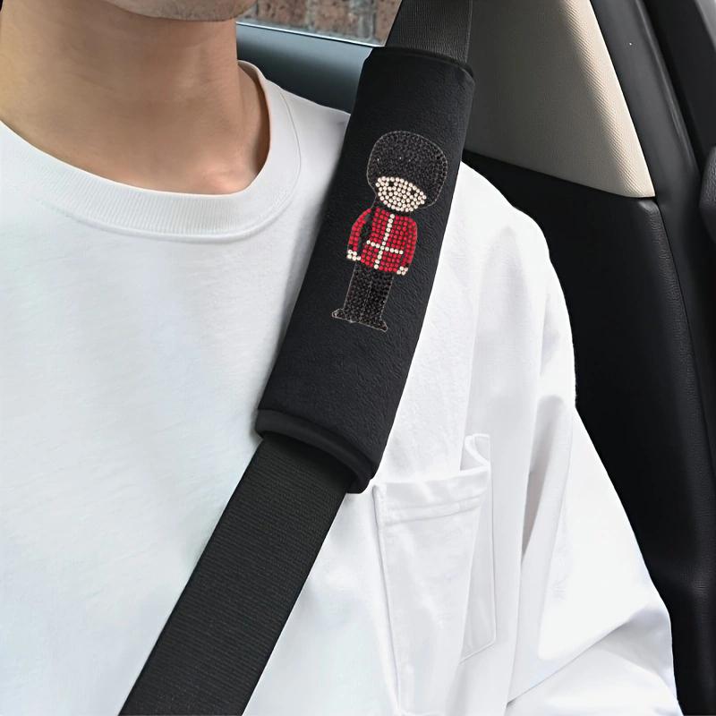 2pcs Car Seat Belt Shoulder Cover Cartoon Big Head Soldier Car Seat Belt Protective Cover Car Interior Supplies