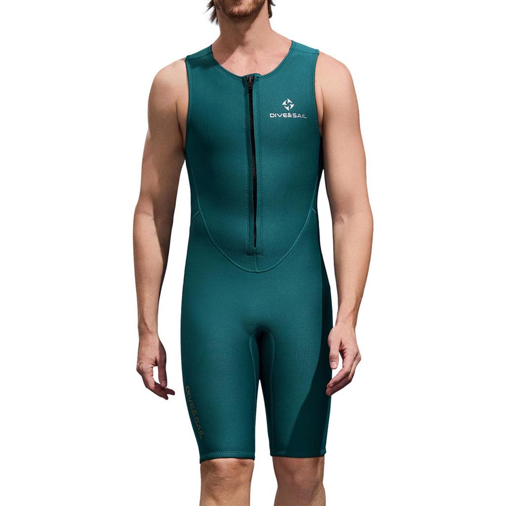 Herren 2mm Neoprenanzug Overall Ärmellos Reißverschluss vorne Einfarbig Body Schnorcheln Surfen Tauchen Badebekleidung