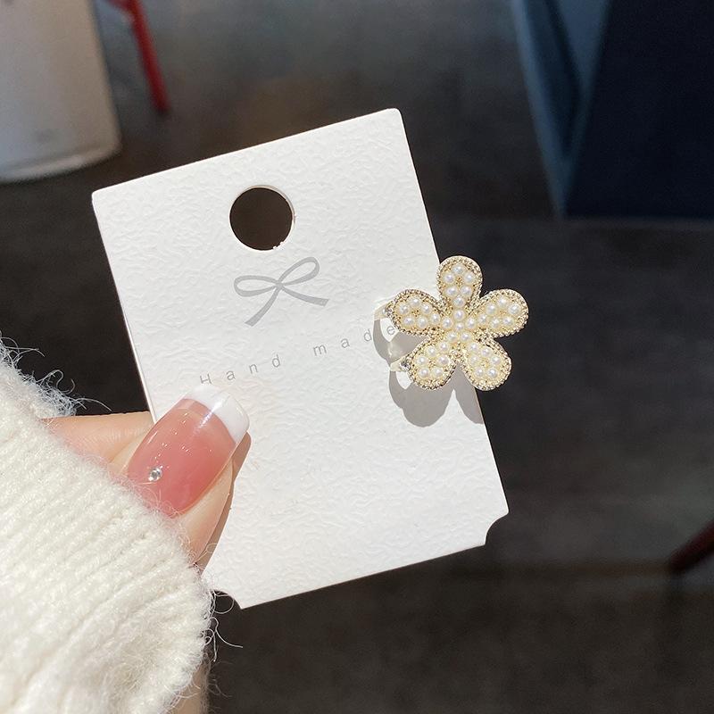 Pearl Rhinaute Small Hair Clip Female Net Celebrity Delicate High Ponytail Clip Korean Advanced Side Broken Hair Clip Headwear