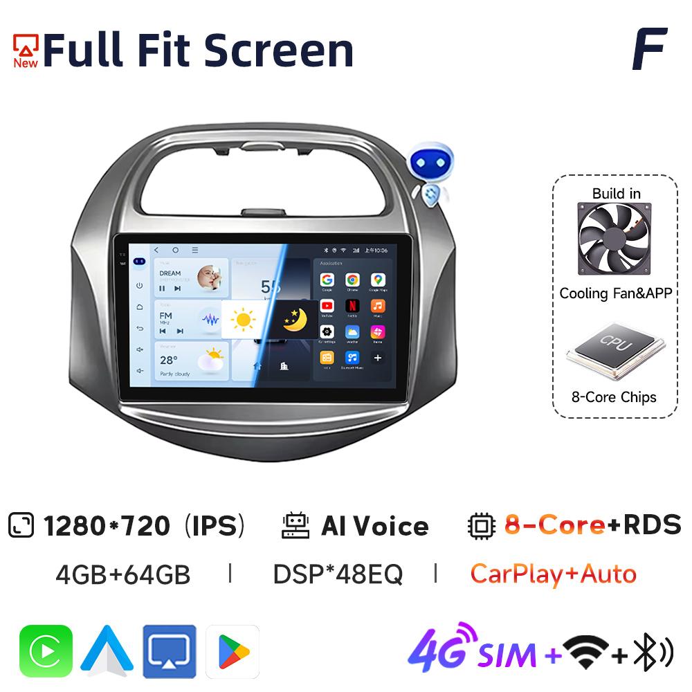 JIUYIN Incell Car Stereo with Screen for Chevrolet SPARK BEAT Android Auto Wireless Carplay 4G Electronics Navigation with Frame