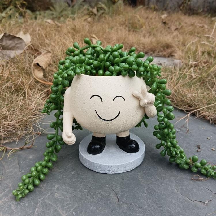Face Planters Pots Resin Smile Face Vase Succulent Head Planter Pots Face