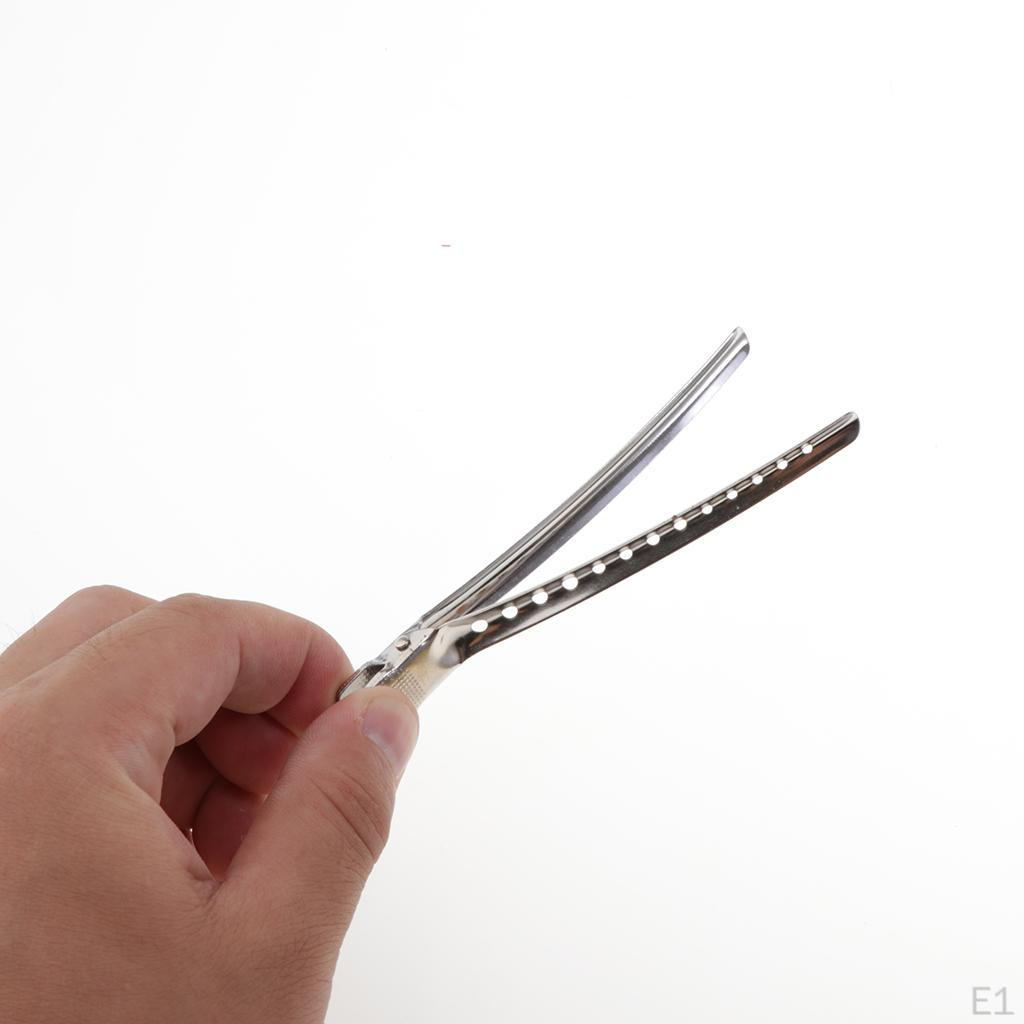 1 Duck Bill Clips, 4.1 Inches Metal Alligator Clips with Holes and Anti-slip Hair Styling,