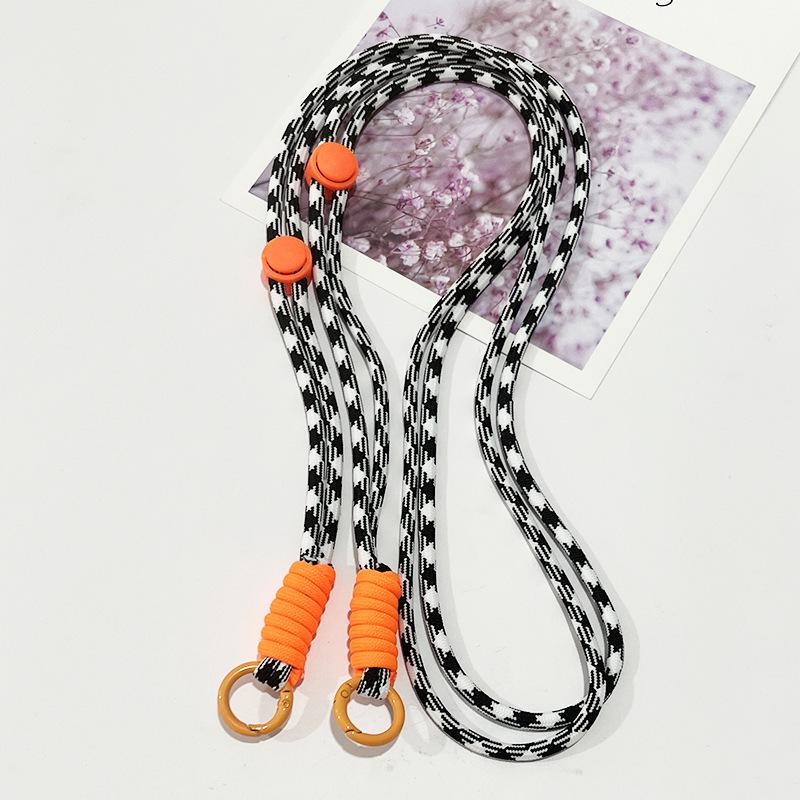 Adjustable Color-Block Crossbody Phone Strap with Clip & Chain