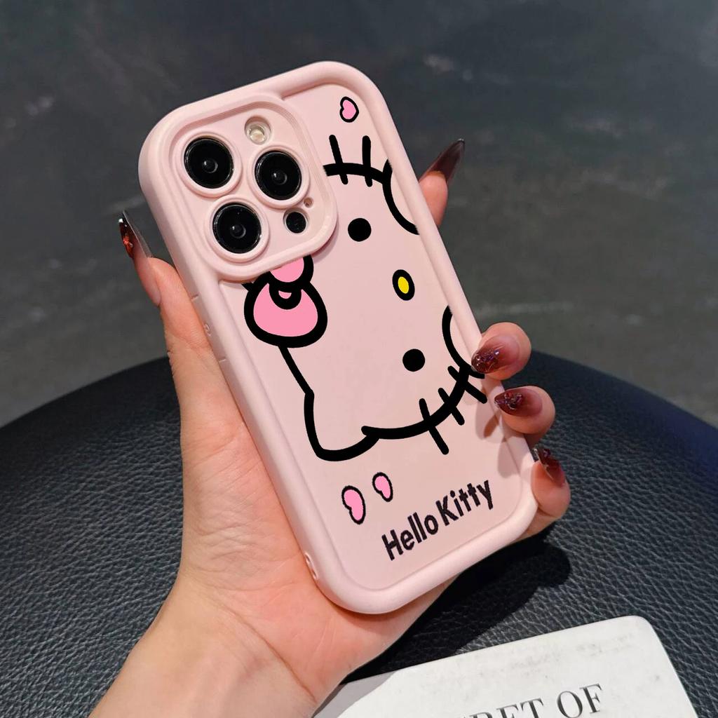 Pink Cartoon Hello Kitty Phone Case For Iphone 17 16 Pro Max 17 Air 16e 15 14 13 12 11 Pro Max 14 15 16 Plus INS Silicone Cover