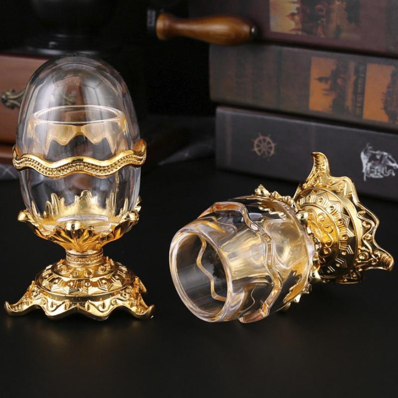 Automatic Push-type Toothpick Box Transparent Egg Shaped Alloy Toothpick Holder Dresser Organizer Decoration Friend Unique Gift