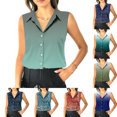 Women's Summer Sleeveless Loose Shirt Neck Casual Sleeveless Top