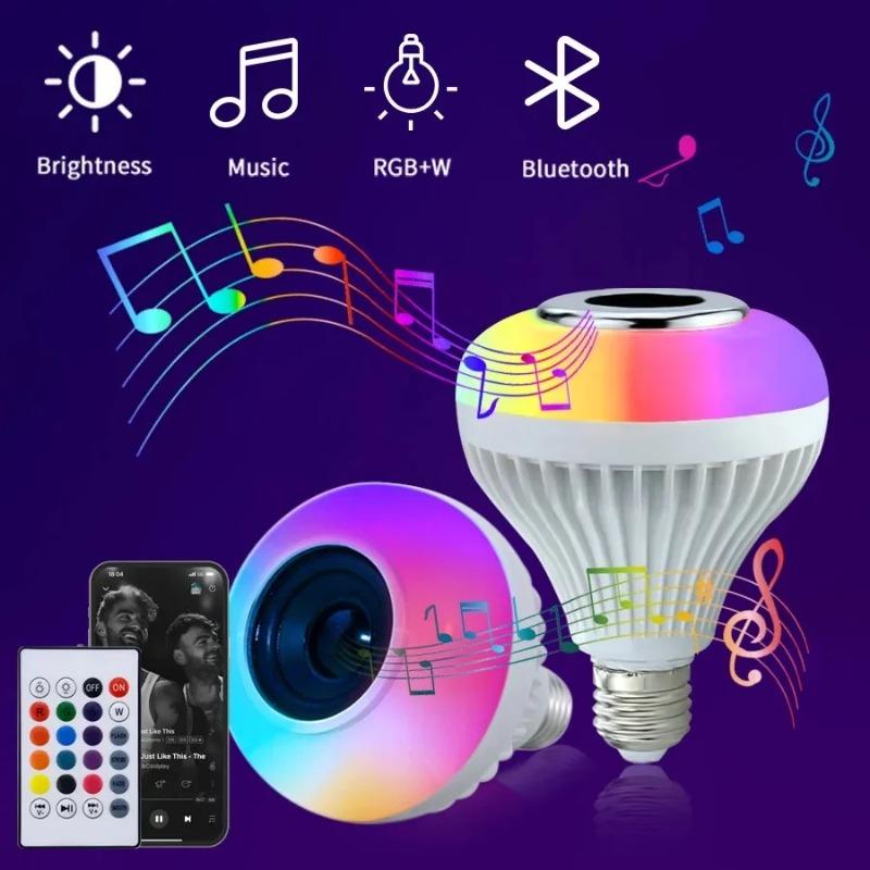 AC 85-265V E27 LED12W Light Bulb RGB Multi-colour Change Bluetooth Speaker Music Playback Function Bedroom Christmas Party Decoration