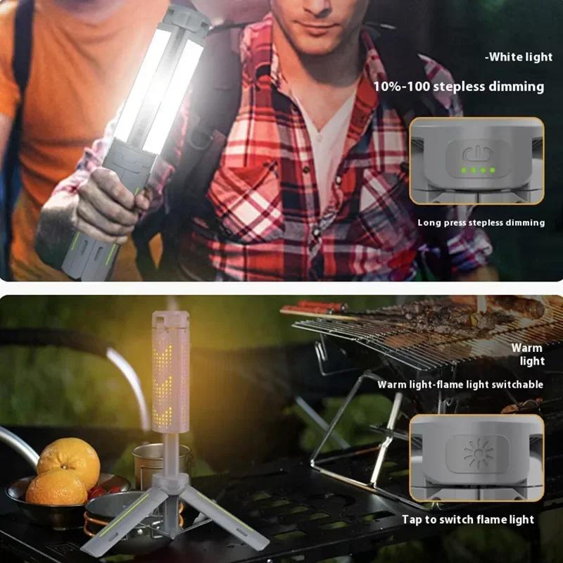 Rechargeable Camping Light,8000 mAh Telescopic Portable Lantern W/ Bracket, Waterproof Flashlight for Camping Hiking Fishing
