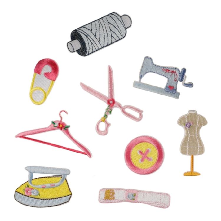 9 Pcs Clothes Hanger Embroidered Patches Repair Patches Sewing Machine Sewing on Patches Scissors Iron on Patches 1
