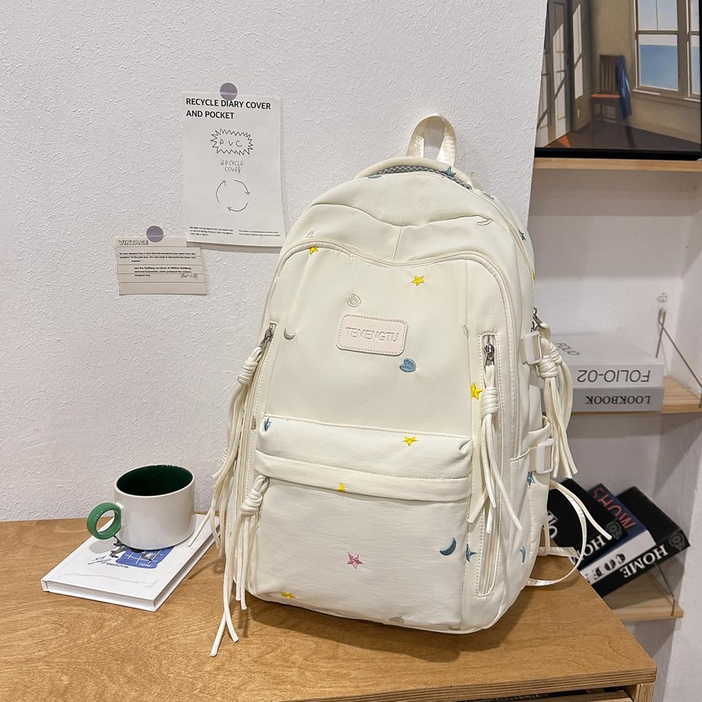 Schoolbag Embroidery Small Fresh Schoolbag Junior High School Girls High Value Ins Large Capacity Backpack High School Backpack