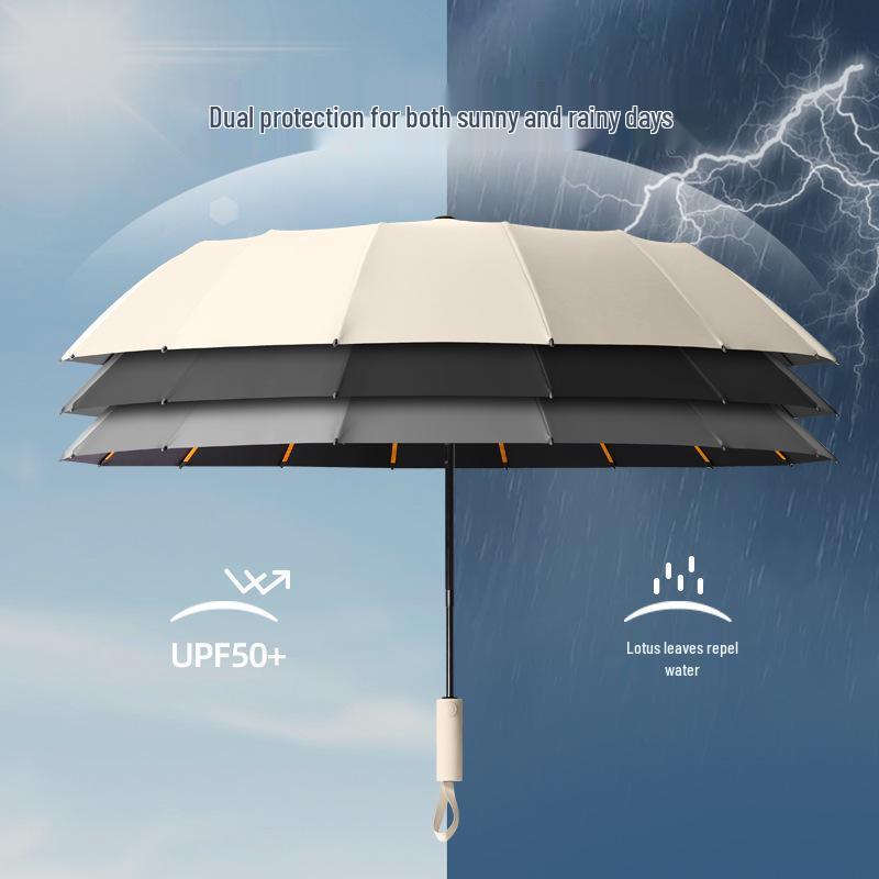 Large Windproof Automatic Folding Umbrella for Men and Women - Reinforced, Dual-Use for Sun and Rain