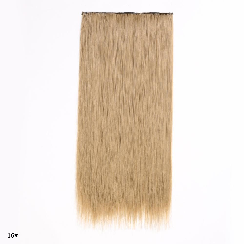 Synthetic Hair Extension Clip Ins One Piece With 5clips Long Straight Hair Brown Blonde Color For Women Daily Use