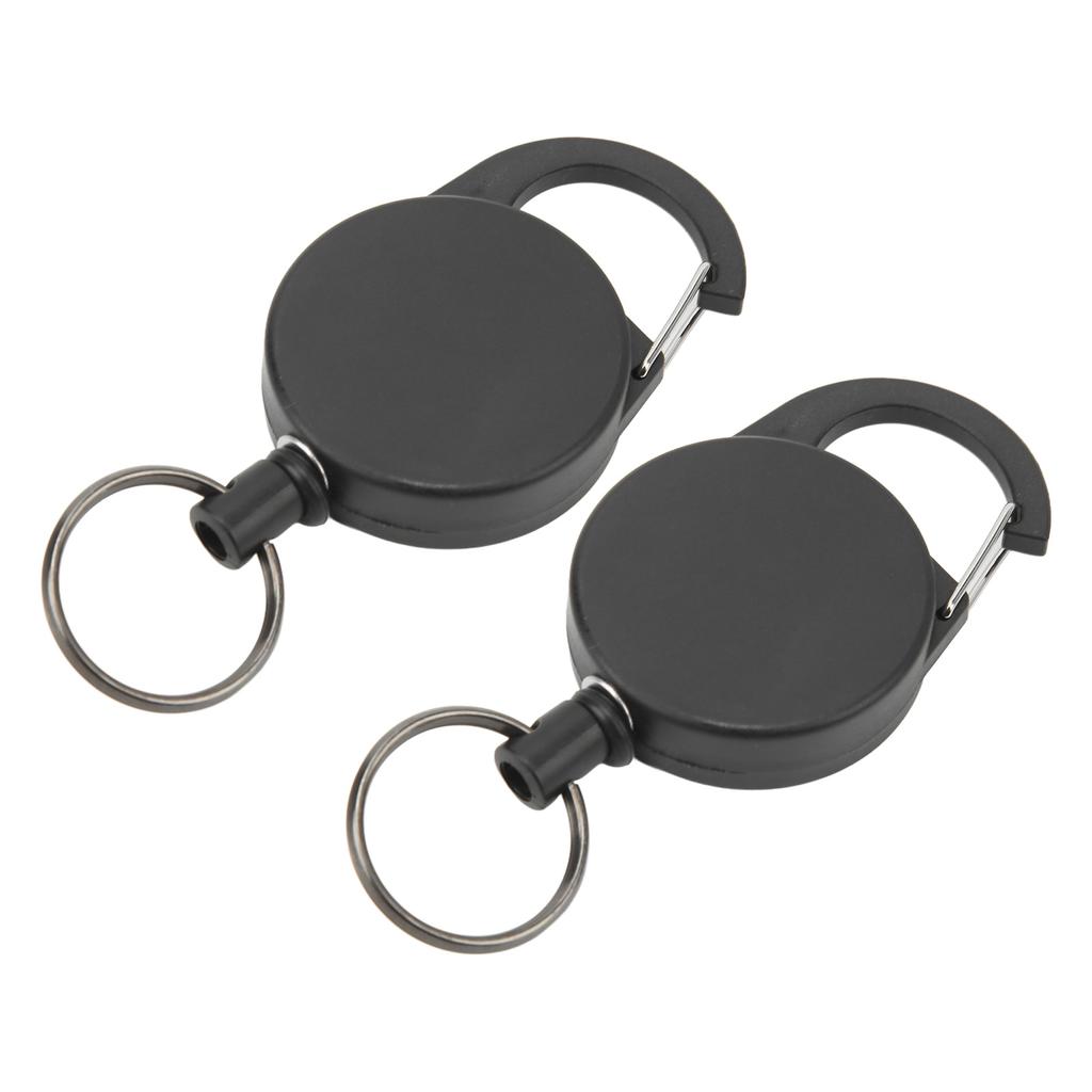 2 Pcs Retractable Key Holder High Rebound Stainless Steel Wire Anti Lost Retractable Badge Reel Keychain