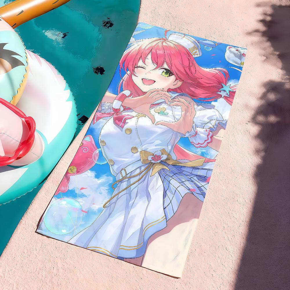 VTuber Sakura M-Mi-ko Towel Sports Quick Dry Travel Camping Gear Sandproof Soft Light Large Beach Towel