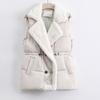 Lamb wool splicing down cotton vest women wear outside in winter autumn and winter new fur integrated lapel waist vest