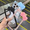 Cute Bowknot Silicone Cat Ear Case For iPhone17 Air 16 16E 15 14 Pro Max 13 12 11 Plus Clear Shockproof Hard Acrylic Bumper Back Cover