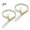 Curtain Tiebacks for Drapes Deer Head Tieback, Faux Pearl Beaded Stretch Holder, Adjustable Holdbacks Holdback Bedroom Living Room Window Door Easy To