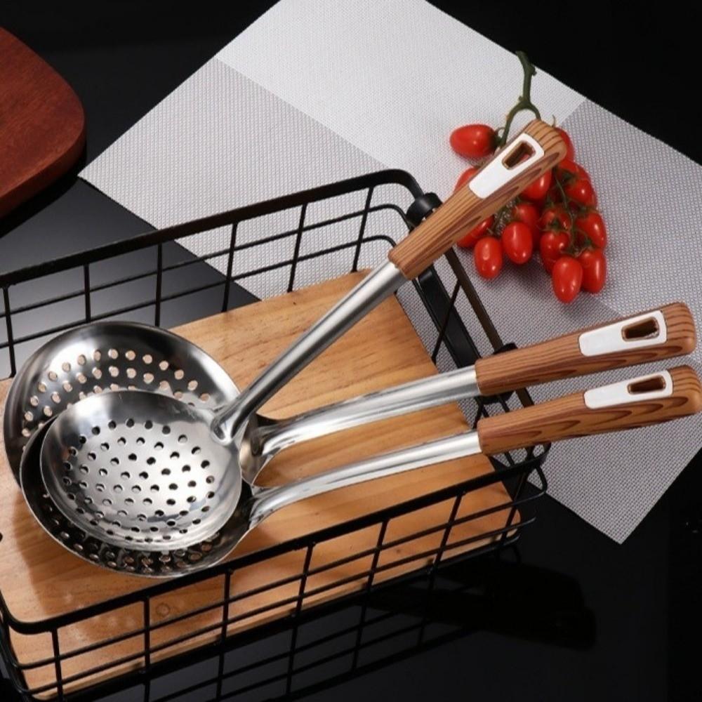 Anti-scald Filter Spoon Long Handle Oil Skimmer Scoop Flour Noodle Dumplings Sieve  Oil Skimming