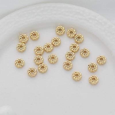 14k Gold-Plated Color-Preserving Twisted Spacer Beads - 5mm Washers for DIY Jewelry Making