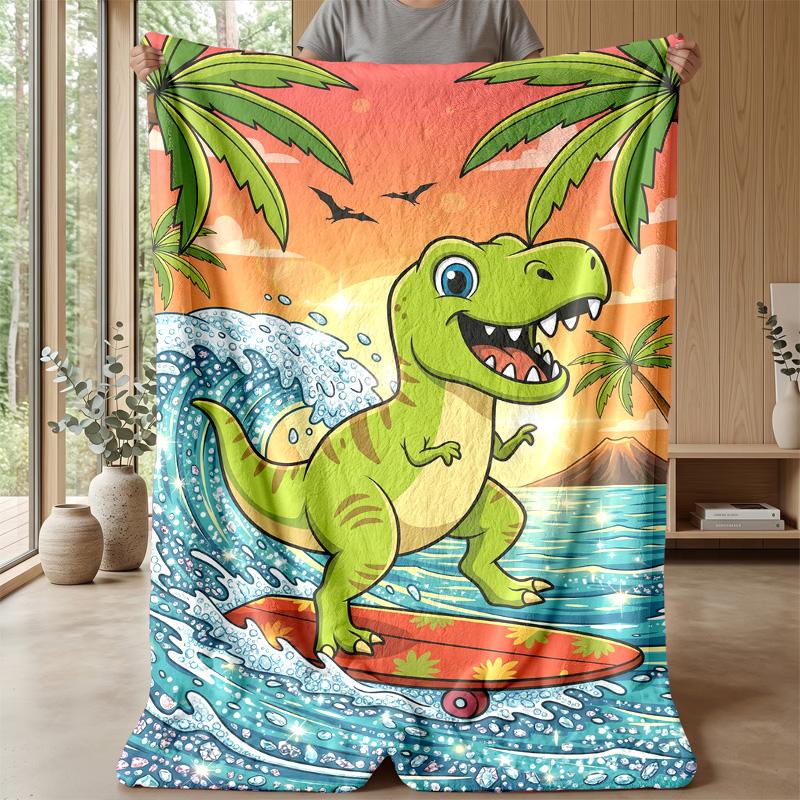 Dinosaur Skull Fantasy Landscape blanket Personalized Name Flannel Blanket Soft Cozy Plush Throw for Sofa Bed Lightweight Home Decor