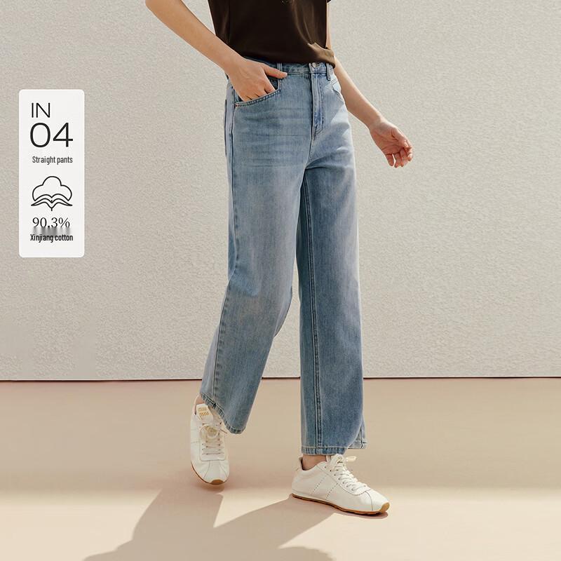 INMAN Women s Vintage Washed Straight-Leg Jeans 28