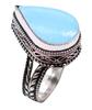 Turquoise Natural Gemstone Antique Silver Plated Ring US Size-8.75 A 512