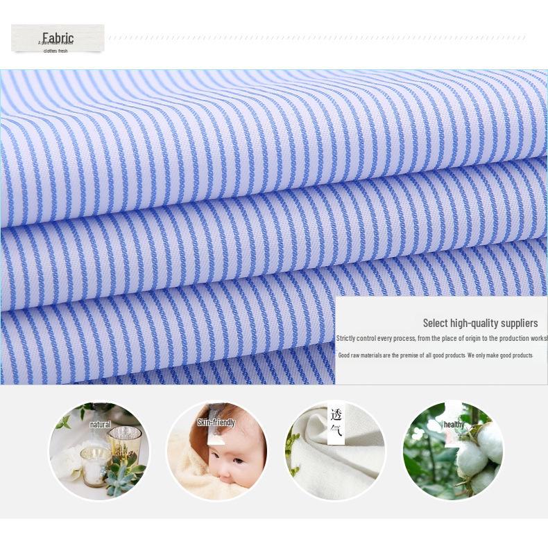 Camisa Social Feminina Slim Fit de Manga Curta - Branca com Listras Azuis, Sem Ferro, Gola V.