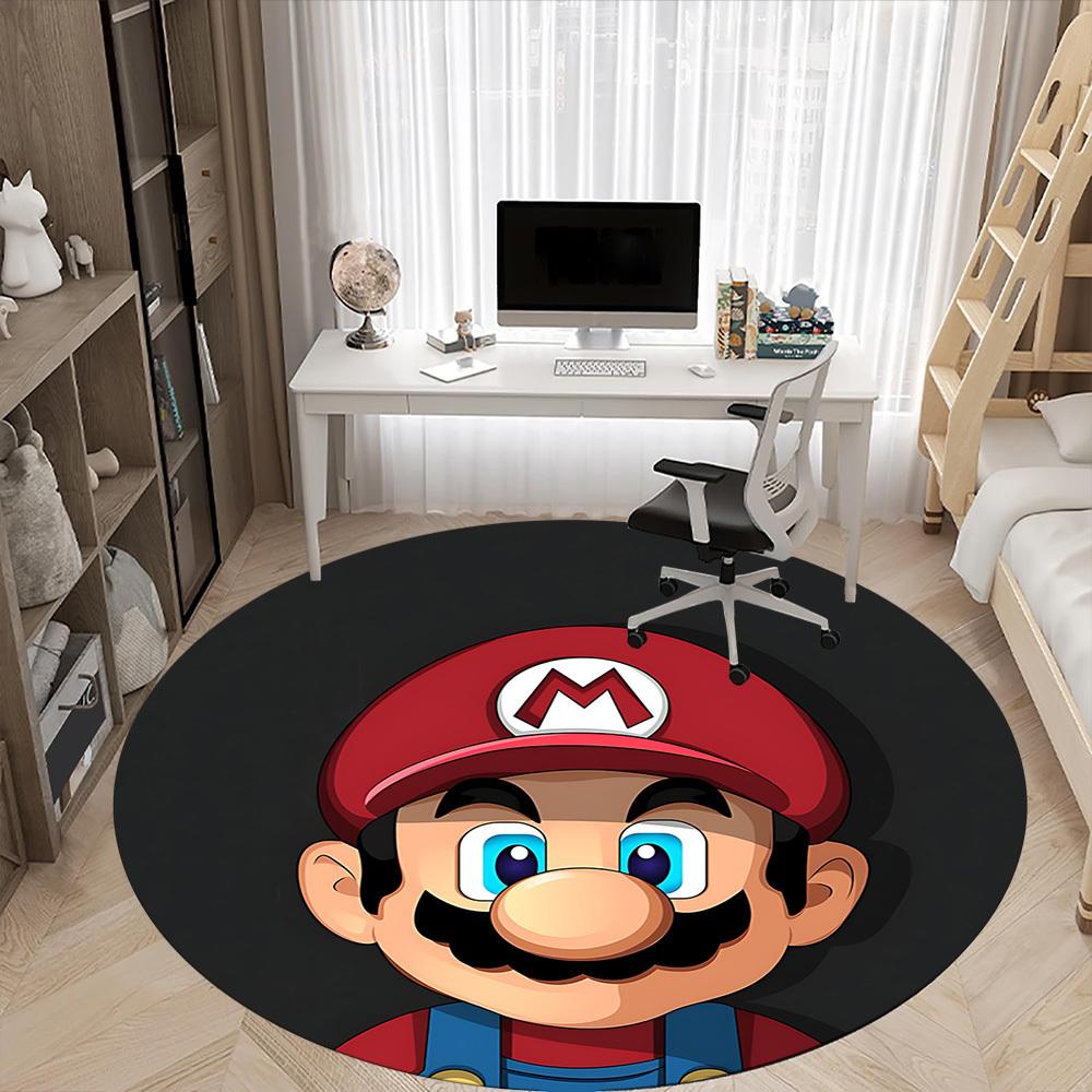 1pc Mario Game Office Round Area Rug, Indoor Mat Suitable For Office, Under Office Chairs Bedroom Living Room Home Decor, Room Deco013