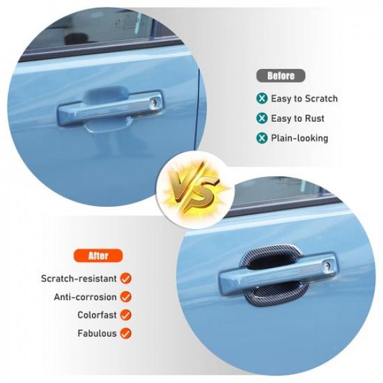 ABS Carbon Fiber Exterior Outer Door Bowl Cover Trim For Ford Maverick -2024