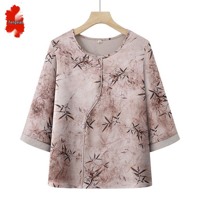 Elegant New Chinese Style Mid-Sleeve Top for Women 5XL