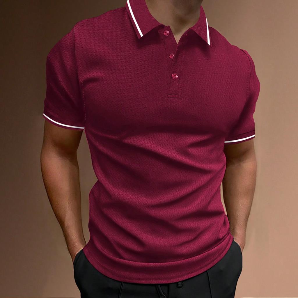 2024 New Cross-border Ribbed Collar Men's Casual Sports Lapel Fashion Short-Sleeved POLO Shirt T-Shirt