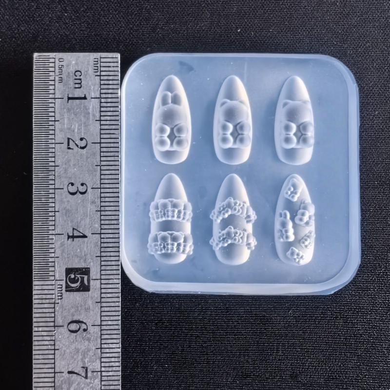 Cartoon Cute Animals 3D Silicone Nail Mold Diy Fruit Design Transparent Mold Manicure Design Tools Nail Art Decoration