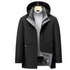 Men's Middle-Aged & Elderly Plus Velvet Warm Winter Down Jacket with Goose Down Liner
