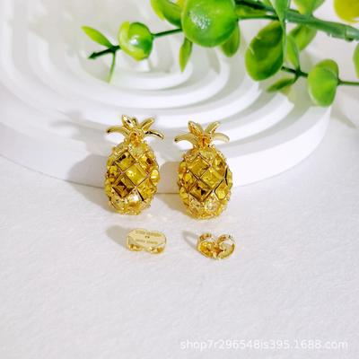 Creative Fruit Fashion Trendy Hollow Three-Dimensional Pineapple Stud Earrings Zircon Pineapple