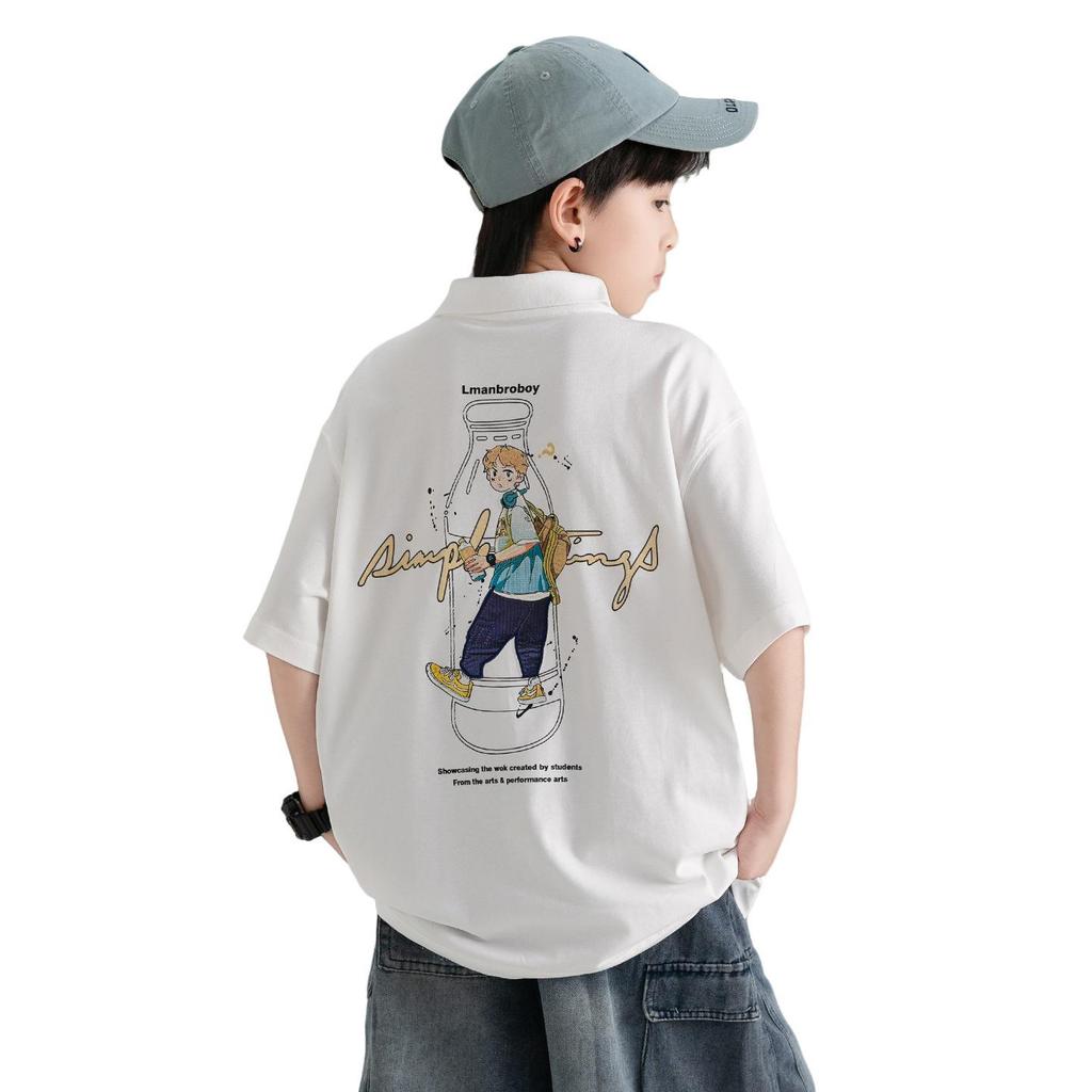 Boys' Korean Style Summer Polo T-shirt - Casual, Trendy, Loose Fit